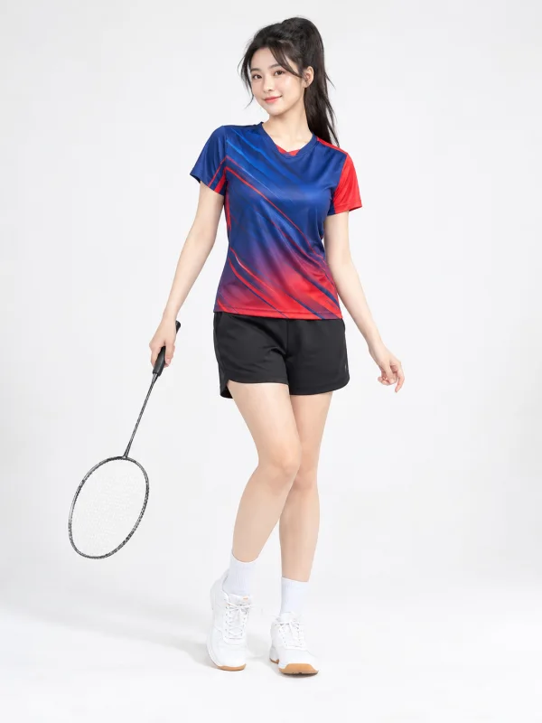 Áo Cầu Lông Pickleball Nam Nữ Màu Xanh Đỏ