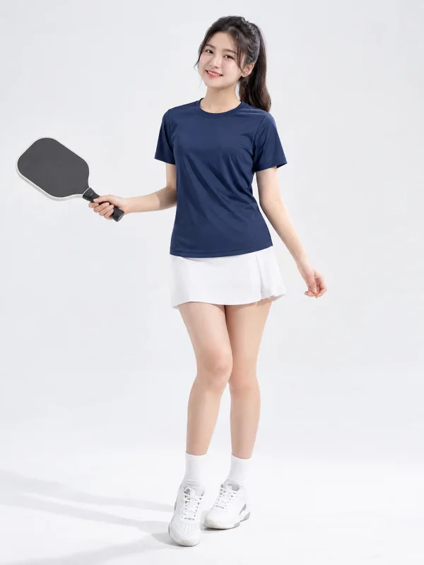 Áo Pickleball Cầu Lông Vải Mát Nam Nữ Màu Xanh Navy