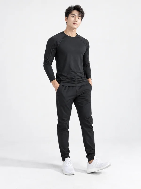 Áo Thể Thao Body Dài Tay Nam Màu Đen