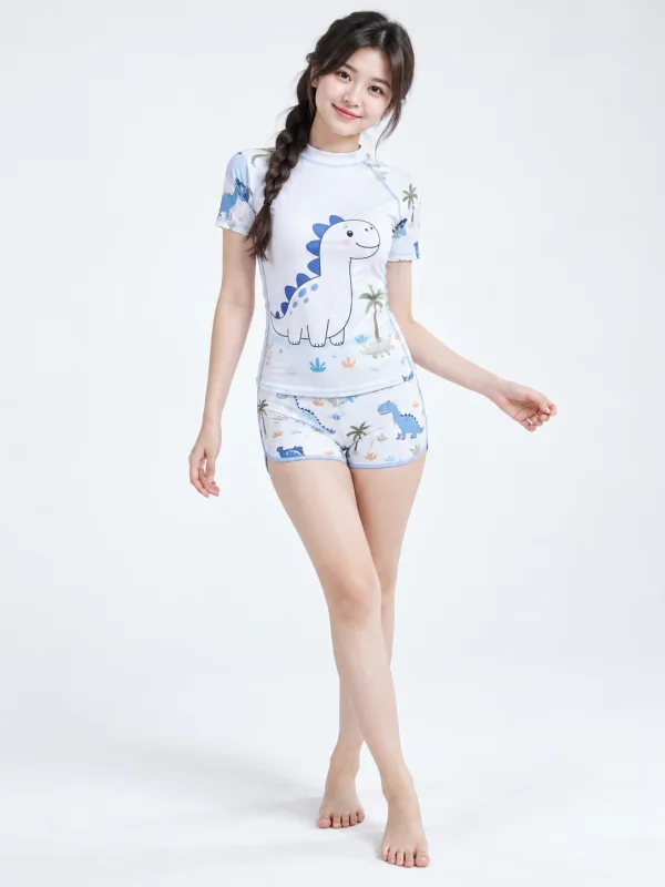 Bộ Bơi Trẻ Em Khủng Long Trắng