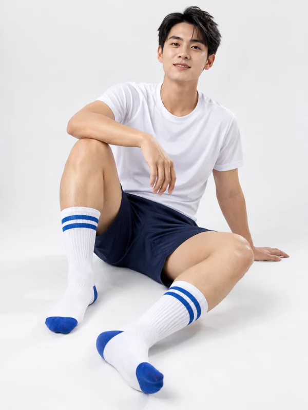Tất Thể Thao Cổ Dài Trắng Xanh