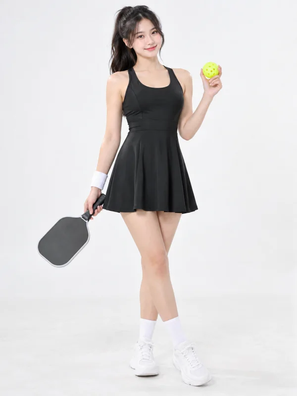 Váy Liền Thân Thể Thao Pickleball Cao Cấp Màu Đen