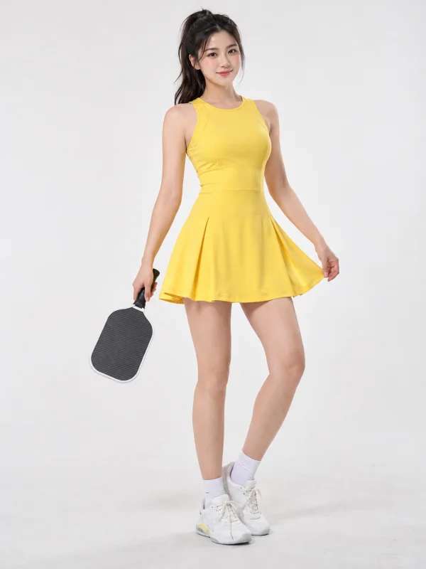 Váy Liền Thân Thể Thao Pickleball Cao Cấp Màu Vàng